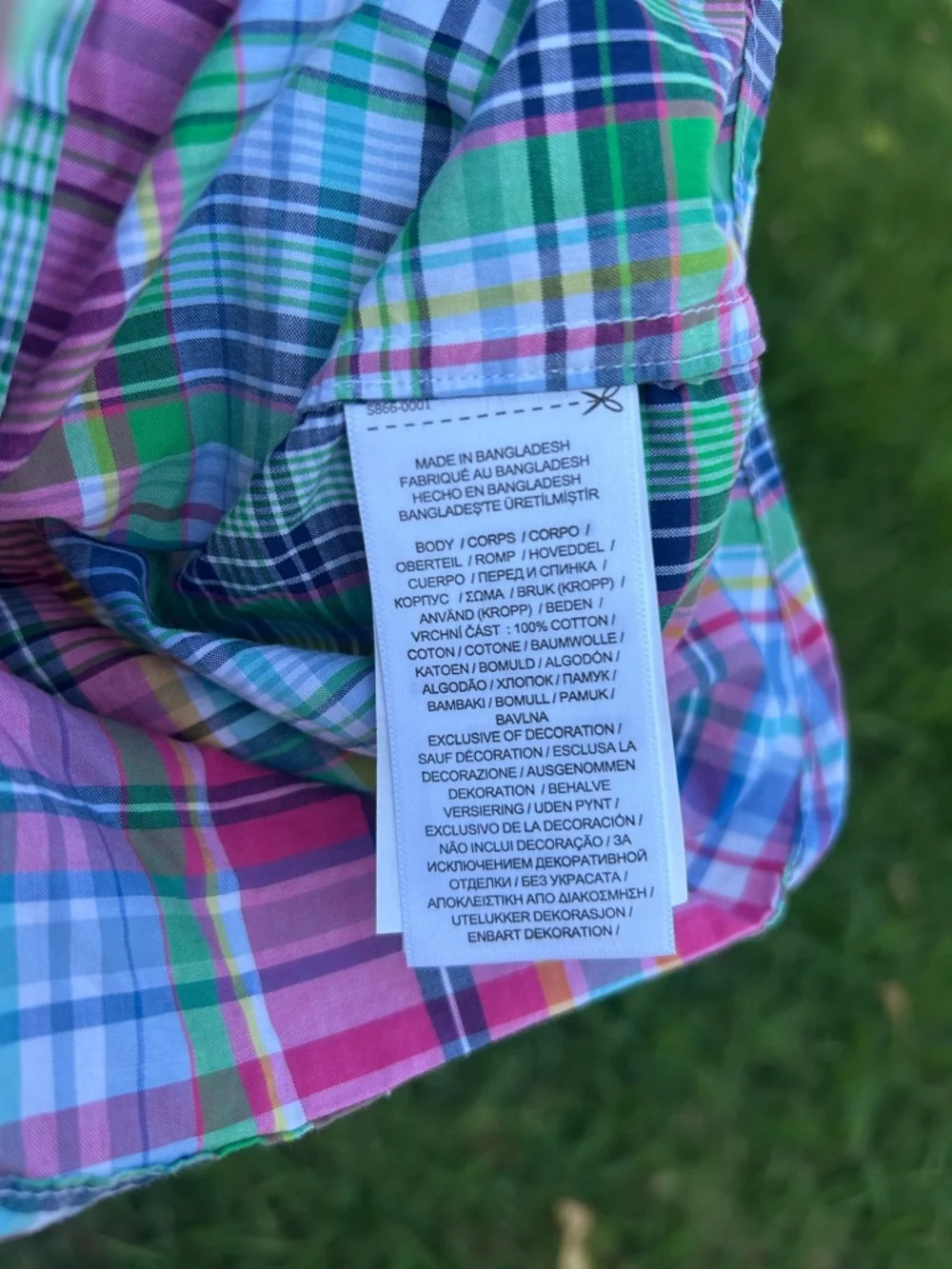 Ralph Lauren Short-Sleeve Plaid Button-Down Shirt in Pink, Green & Blue